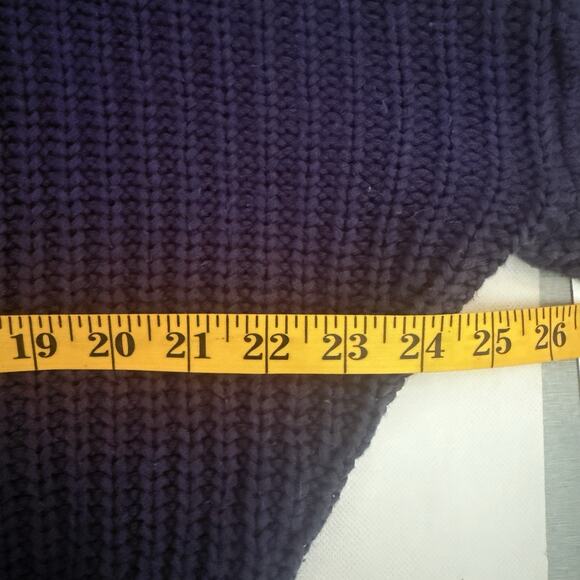 All : Row Sadie Knit Cropped Navy Textured Preppy Nautical Chunky Sweater Large - Picture 6 of 7